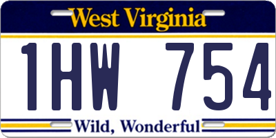 WV license plate 1HW754