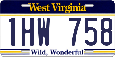 WV license plate 1HW758