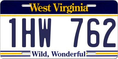 WV license plate 1HW762