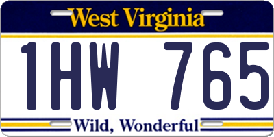 WV license plate 1HW765