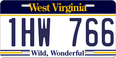 WV license plate 1HW766