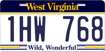 WV license plate 1HW768