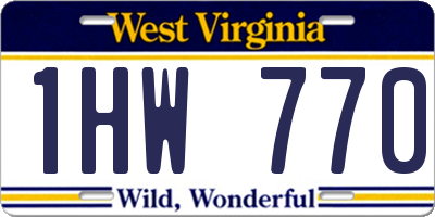 WV license plate 1HW770