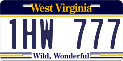 WV license plate 1HW777