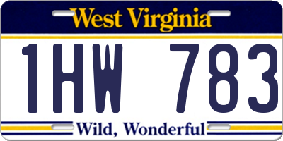 WV license plate 1HW783