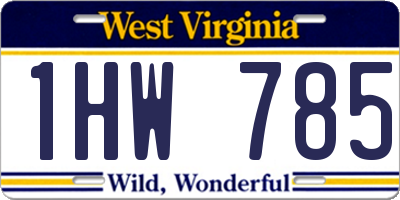 WV license plate 1HW785