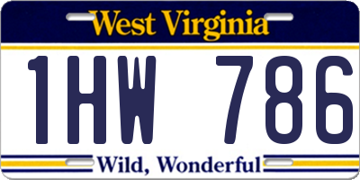 WV license plate 1HW786