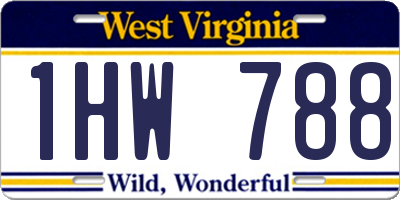 WV license plate 1HW788