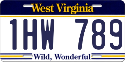 WV license plate 1HW789