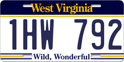 WV license plate 1HW792