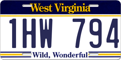 WV license plate 1HW794
