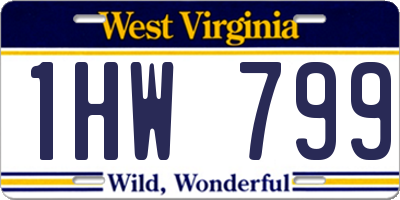 WV license plate 1HW799