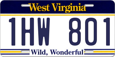 WV license plate 1HW801