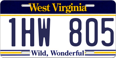 WV license plate 1HW805