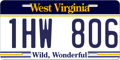 WV license plate 1HW806