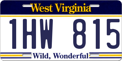 WV license plate 1HW815
