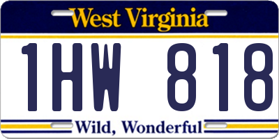 WV license plate 1HW818