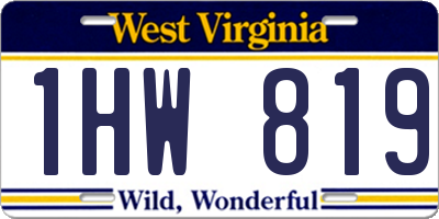 WV license plate 1HW819