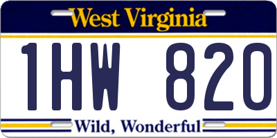 WV license plate 1HW820