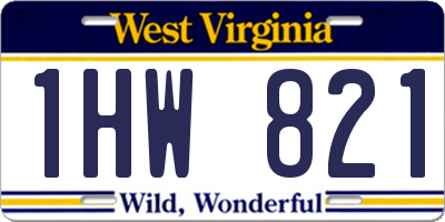 WV license plate 1HW821