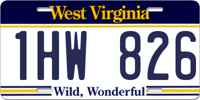 WV license plate 1HW826