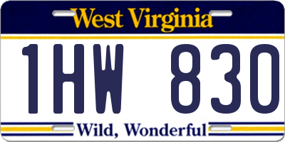 WV license plate 1HW830
