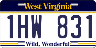 WV license plate 1HW831