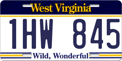 WV license plate 1HW845