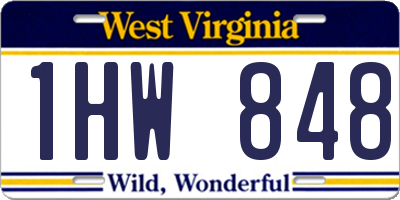 WV license plate 1HW848