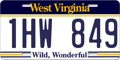 WV license plate 1HW849