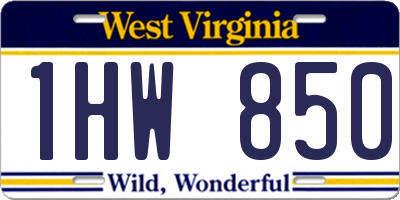 WV license plate 1HW850