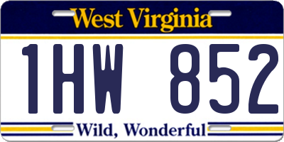 WV license plate 1HW852