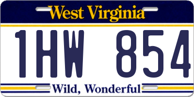 WV license plate 1HW854