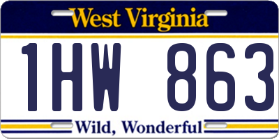 WV license plate 1HW863