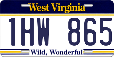 WV license plate 1HW865