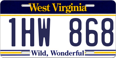 WV license plate 1HW868