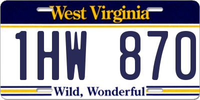 WV license plate 1HW870
