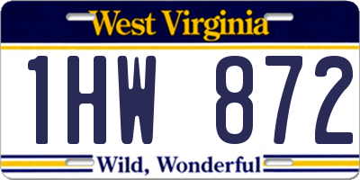 WV license plate 1HW872