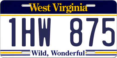 WV license plate 1HW875