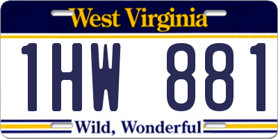 WV license plate 1HW881