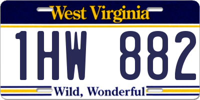 WV license plate 1HW882