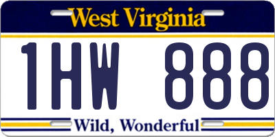 WV license plate 1HW888