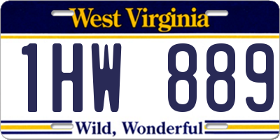 WV license plate 1HW889