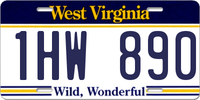WV license plate 1HW890