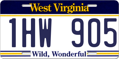 WV license plate 1HW905