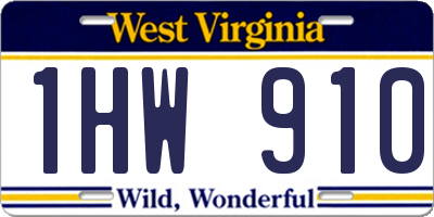 WV license plate 1HW910