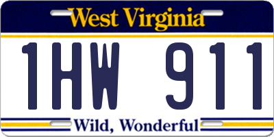 WV license plate 1HW911