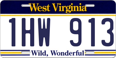 WV license plate 1HW913