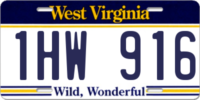 WV license plate 1HW916