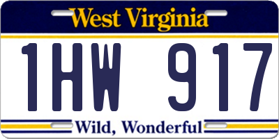 WV license plate 1HW917
